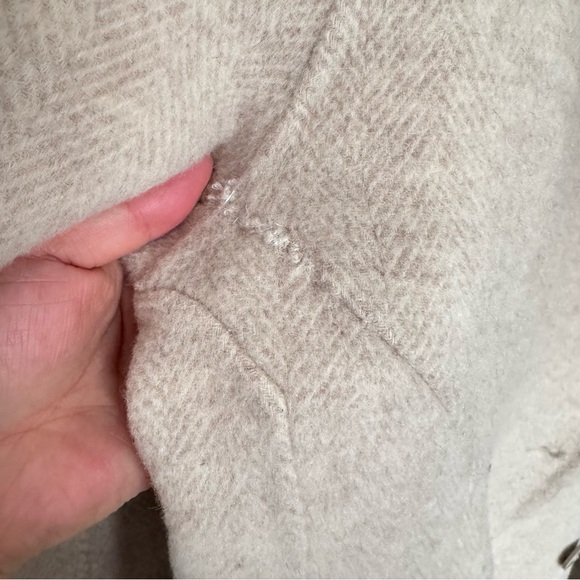 Women's wool and alpaca blended Tan Double-Breasted Coat - Picture 4 of 7